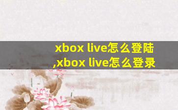 xbox live怎么登陆,xbox live怎么登录